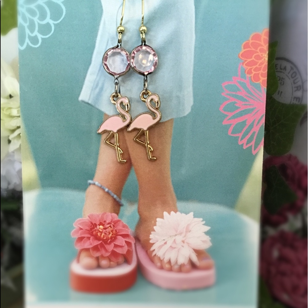 SALE 🌸 Pink Flamingos Earrings Pink Beads - Picture 4 of 8